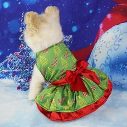 Dog Apparel Holiday Pet Outfit Adorable Christmas Dresses Easy-to-wear Bowknot Decorated Clothes For Dogs Charming Xmas Dress