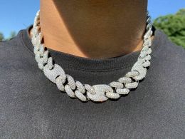 20mm Iced Cuban Oval Link Diamond Chain Necklace 14K White Gold Plated Cubic Zirconia Jewelry 16inch24inch Mariner Cuban ChainZZ