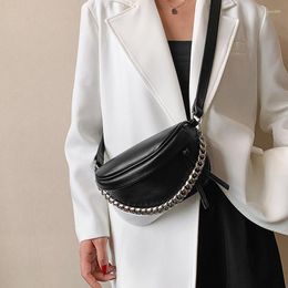 Waist Bags Fashion Female Chest Bag Chain Lady Fanny Pack Top Quality Soft Leather Belt Designer Shoulder Crossbody