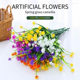 Decorative Flowers Simulation Artificial Flower Spring Grass Camellia Home Decoration Outdoor Anti-ultraviolet Green Shrub Plant