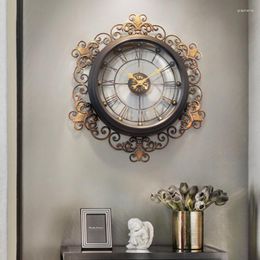 Wall Clocks Aesthetic Office Clock Bedroom Metal Battery Creative Vintage Living Room Wand Klok Home Decorating Items YY50WC