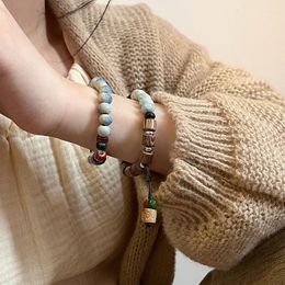 Strand Chinese Style Ceramic Clay Bracelet Female Temperament Simple National Wooden Bead String Jewellery Women