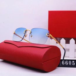 Classic Designer Sunglasses for Men and Women Fashion Frameless Rectangle Coating Buffalo Horn Sunglass Carti Glasses 31