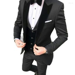 Men's Suits Slim Fit Mens For Wedding Prom With Black Velvet Lapel Groom Tuxedos 3 Piece Formal Male Set Jacket Pants Vest Latest