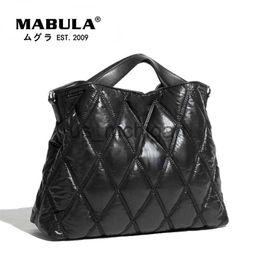 Evening Bags MABULA Simple Stylish Women Quilted Satchels Handbags Nylon Feather Down Padded Crossbody Bag Large Winter Pillow Work Purses J230804