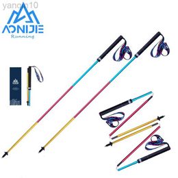 Trekking Poles AONIJIE E4201 4204 Lightweight Folding Collapsible Quick Lock Trekking Pole Hiking Pole Trail Running Walking Stick Carbon Fiber HKD230804