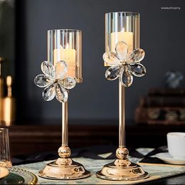 Candle Holders European Light Luxury Crystal Petals Glass Holder Romantic Home Dining Table Decoration Ornaments