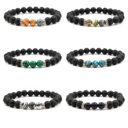 Black Lava Stone Beads Bracelet DIY Essential Oil Diffuser Bracelet For Women Men Jewellery