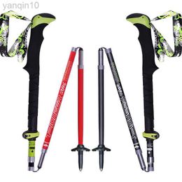 Trekking Poles Pioneer 100% Carbon Fibre Folding Trekking Pole Ultralight Collapsible Trail Running Walking Stick For Outdoor Camping 2 Piece HKD230804