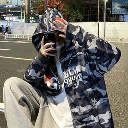 Mens Jackets Camouflage Demon Print Hoodies Oversized Zip Jacket Harajuku Vintage Coat American Sweatshirt 5XL Tops jackets for Men And Woman 230804