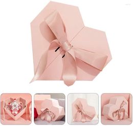 Gift Wrap 1pc Heart Shaped Box With Cover Ribbon Jewelry Storage Case Florist Hat For Wedding Lovers Day Valentine's