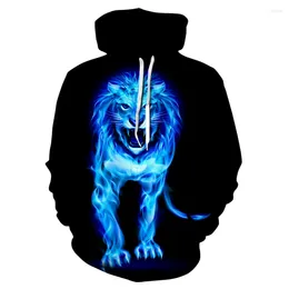 Men's Hoodies Luminous Lion Hooded Sweatshirt Clothing Casual Loose Animal Streetwear Male Fashion Autumn Winter Outwear