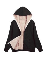 Women's Hoodies Sweatshirts Sherpa Fleece Hoodie Cozy Long Sleeve Zip Up Hooded Sweatshirt Jacket for Autumn Winter Warm Outfit