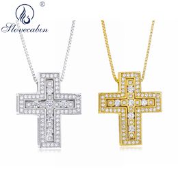 Pendant Necklaces Slovecabin 100 925 Sterling Silver Hawaiian Japan Cross Necklace For Women Double Jewellery 230804