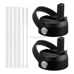 2 Pack Straw Lid for Wide Mouth 12Oz 18Oz 32Oz 40Oz 64Oz Flexible Handle Replacement Lid Straws HKD230803