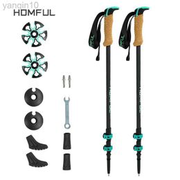 Trekking Poles Homful Trekking poles 195g/pc carbon Fibre Collapsible Telescopic Sticks Lightweight Walking Hiking Stick Climbing Stick HKD230804