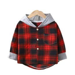 Hoodies Sweatshirts Children's Shirts Clothing Boys Hooded Shirts Girls' Baby LongSleeved Plaid Bottoming Coats Spring Autumn 230803