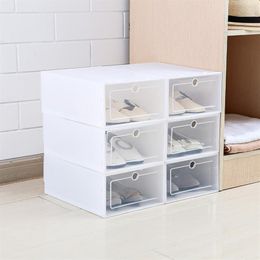 6PCS Set Thickened flip shoes transparent Drawer Case Plastic Shoe Boxes Stackable Box storage box shoe storage organizer268q