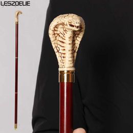 Trekking Poles 98cm Cobra-Head Stick Men Resin Handle Red German Beech Detachable Wooden Walking Sticks Women Fashion Party Decorative Canes HKD230804