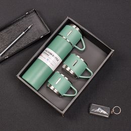 17oz Vacuum Flak Set With Gift Bag 500ml Stainless Steel Tumblers With 2cups 5Color QMR26b