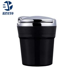 HZYEYO Portable Car Smokeless Stand Cylinder Cup Holder Cigarette Ashtray with Blue LED Car Accessories D-2070241s