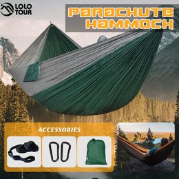 Hammocks Portable Parachute Hammock 260x140cm 24 Color 2 People Camping Survival Outdoor Indoor Hammock for Backyard Patio Hiking Travel 230804