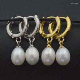 Dangle Earrings 8-9mm Natural Ellipse Freshwater Pearl Drop For Women Party Gifts Fashion Accessories Jewellery 3 Colours Wholesale