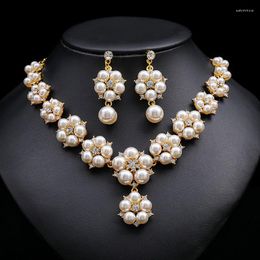 Jewelry Pouches Wholesale Pearl Necklace Earrings Two Piece Set For Bridal Retro Design Style