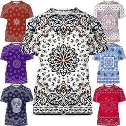 Men's T Shirts Est Bandana Pattern Men Women 3D Printing Style T-Shirt Sweatshirts Novelty Casual Unisex Short Sleeve Tops