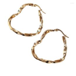 Hoop Earrings Gold Colour Heart Woman Grils Twisted Simple Hoops Hypoallergenic Stainless Steel Statement Engagement Jewellery For Teen