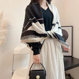 Scarves Carf For Women In Autumn And Winter High-end Versatile. 2023 Style Imitation Cashmere Air Conditioning Shawl With Dual Tass
