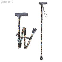 Trekking Poles Lightweight Foldable Walking Sticks For Elderly Old Man telescopic 92cm Adjustable Folding Floral Metal Cane Trekking Hiking HKD230804