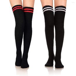 Sports Socks 2pair Womens And Girl Soft Warm Coral Velvet Knee High Stockings Fitness Running Fuzzy For Christmas Gift