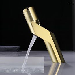 Bathroom Sink Faucets Top Quality Luxury Gold Brass Bathoom Faucet Fashion Design Golden Basin Mixer Tap Cold Water High Bath