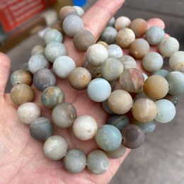Strand Amazonite Frosted Bead Bracelet Natural Stone Women Men Yoga Meditation Jewelry Gift
