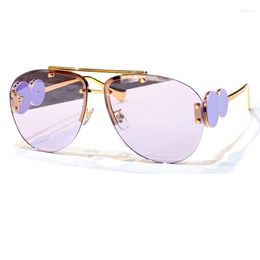 Sunglasses Luxury For Woemn Pilot Style Fashion Colorful Lenses Eyeglasses High-End Alloy Temples Trend Sun Glasses