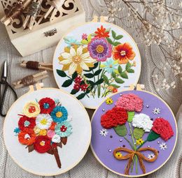 Chinese Style Products Gorgeous Flowers Embroidery DIY Needlework Houseplant Needlecraft for Beginner Cross Stitch Artcraft(With