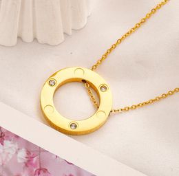Wholesale 8 Style High-end Designer Brand Pendant Necklaces Women Geometry Circle Necklace Stainless Steel Gold Plated Silver Sweater Chain Inlaid Crystal Jewellery