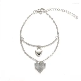 Strand Fashion Women Double Layer Bracelet Classic Love Heart Pendant Bangles Luxury Bracelets