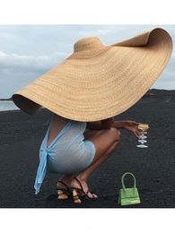 Visors 80cm Super large Brim Straw Sun Hat Summer Tourism Hat For Travel Ladies Beach shading Sunscreen Overside Gorra 230804