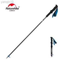 Trekking Poles Naturehike Walking Stick Carbon Fabric 4-Section Foldable Ultralight Trekking Pole High Toughness Outdoor Hiking Equipment HKD230804