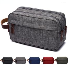 Storage Bags Men Travel Canvas Shaving Kits Cosmetic Makeup Organizer Portable Women Toiletry Bag With Double Compartments Beauty Case