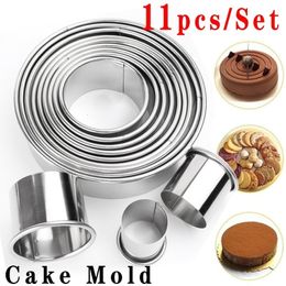 Baking Moulds 11pcsset Stainless Steel Round Cookie Biscuit Cutters Circle Pastry Metal Ring Moulds for Kitchen DIY Mould 230803