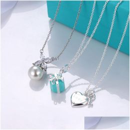 Bracelet Necklace Love Key Design Female T Home Gift Box Peach Heart Bow Pearl Pendant Clavicle Chain Drop Delivery Jewelry Sets Dhm0P