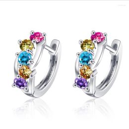 Hoop Earrings Top Quality Colourful Crystal Girl Jewellery Female Charm 925 Sterling Silver For Women Brilliant Ear Bijou