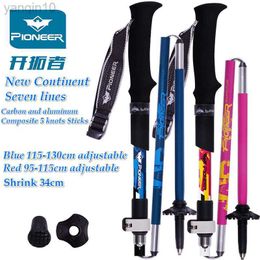 Trekking Poles Pioneer Walking Sticks Adjustable 3 Section Handle Outdoor 34-135cm Hiking Pole Trekking Sticks Climbing Poles US Stick HKD230804