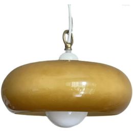 Pendant Lamps Vintage Yellow Oval Glass Lights Bedroom Antique Living Room Dining Study Hanging Decor Lighting