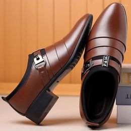 Dress Shoes Classic Leather For Men Slip On Pointed Toe Oxfords Formal Wedding Party Business Casual Male Tooling Shoe