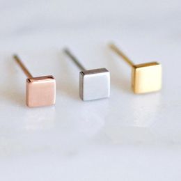 Stud Earrings Simple Stainless Steel Small For Women Fashion Square Girls Jewellery 2023 Statement 3 Colours YE14811