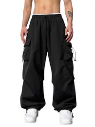 Men's Pants Men S Relaxed Fit Elastic Waist Cargo Baggy Casual Wide Leg Jogger Sweatpants Streetwear